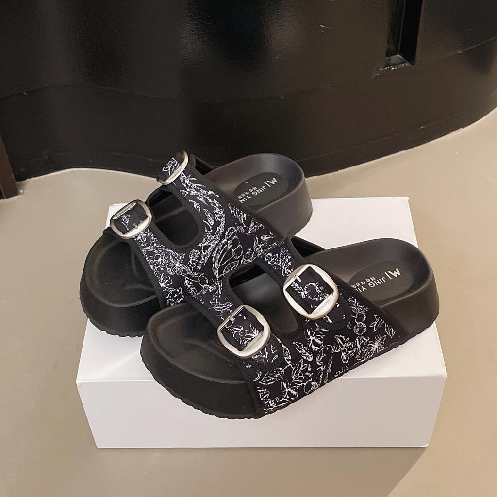 Fashion Women Open Toe Slippers Heeled Sandals Platform Casual Shoes 2025 Fashion Comfort Walking Summer Slides Shallow Woman Zapatillas