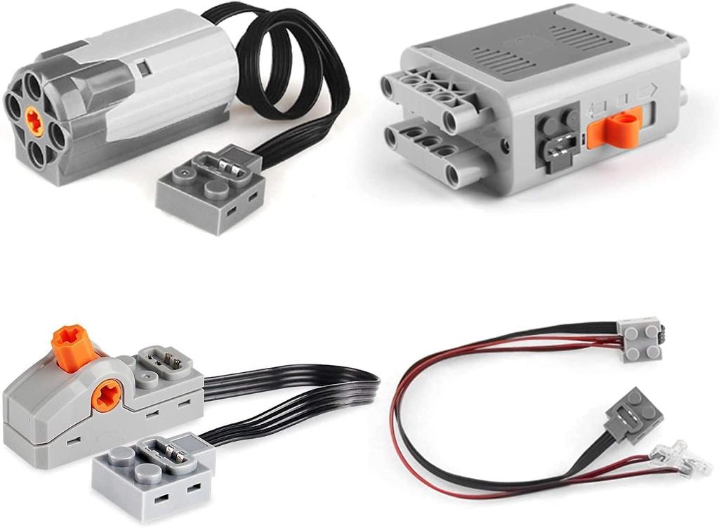 SEEMEY 8pcs Technic Power Function Motor Building Block Parts Programming 2 Medium Motor 2 Box 2 Light Cable 2 Power Function Switch STEM TECHNIC