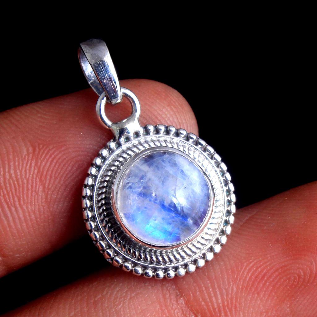 Natural Larimar Labradorite Moonstone Handmade Pendant 925 Sterling Silver Women Jewelry