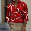 Regalo Romantico da Uomo Camicia a Forma di Cuore Manica Lunga Moda Casual Estate Primavera Autunno Collo a Revers Stampa 3D Camicie Botton-up