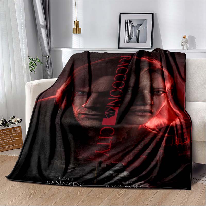 R-Resident Evil Game Gamer Soft Plush Blanket Leon Ada Red Umbrella Blanket for Living Room Bedroom Bed Sofa Picnic Office Cover
