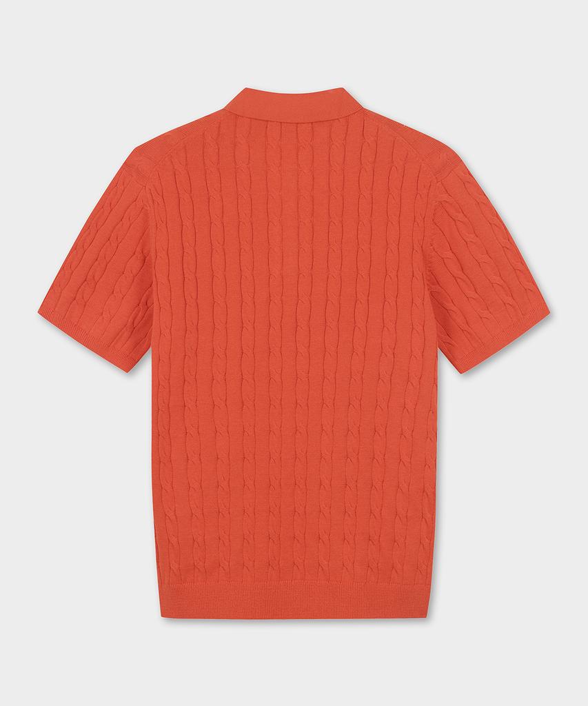 BROOKS BROTHERS Cotton Cable Polo Short Sleeve Sweater (Orange) (Bbwtmb204Affm)