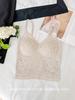 #Summer new Spice Girl style V-neck lace dispensing splicing ice silk vest female slim one-piece with chest pad