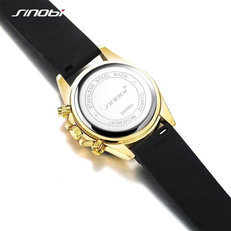 SINOBI Top Luxus Herrenuhren Fashion Style Herren Quarz Armbanduhren Chronograph Goldene Herrenuhr Männlich Beste Geschenke