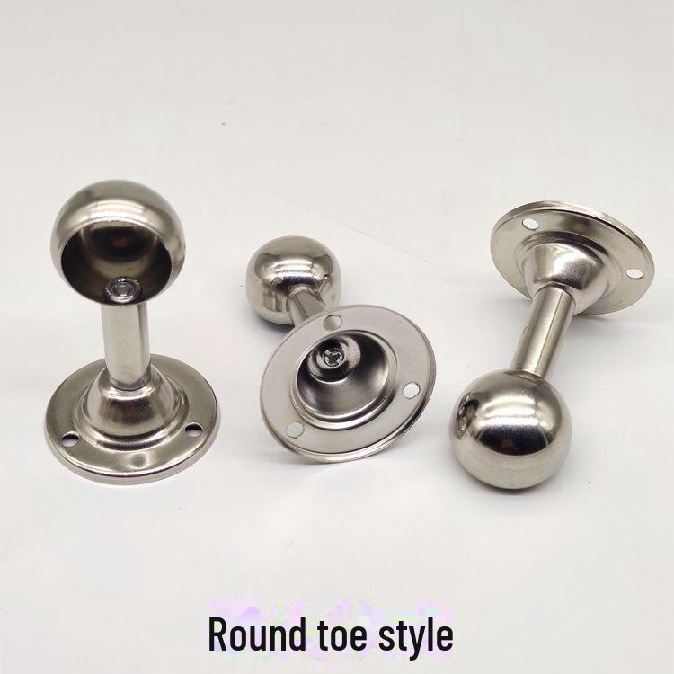 Stainless Steel Round Head Shower Curtain Rod and Fixed Base Accessories