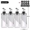 Ru Han Non-Drip Vertical Stripe Glass Seasoning Bottles, 400ml Set of 4