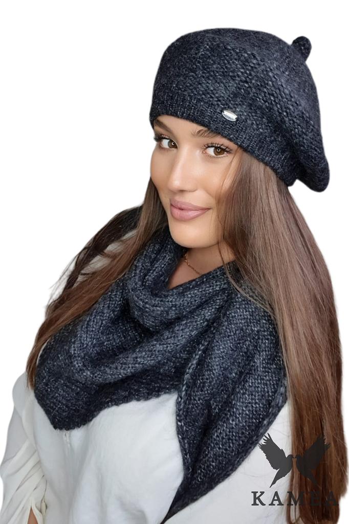 Ofelia - Graphite Women' Winter Beret Elegant and Warm Kamea Beret