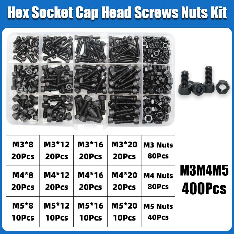 M2 M2.5 M3 M4 M5 M6 Hex Socket Head Cap Set Allen Screw DIN912 Black 12.9 Grade Carbon Steel Screws Nuts Bolt Washer Assortment