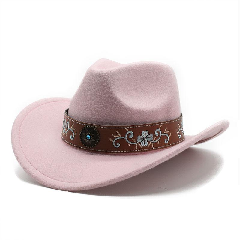 JYL TS DIY  Felt Hat Unisex Ethnic Western  Cowboy Jazz Hat
