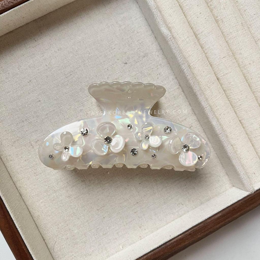 Aiyisi Korean Forest Style Rhinestone Flower Hair Clip - Creative Sweet Girl Shark Clip.