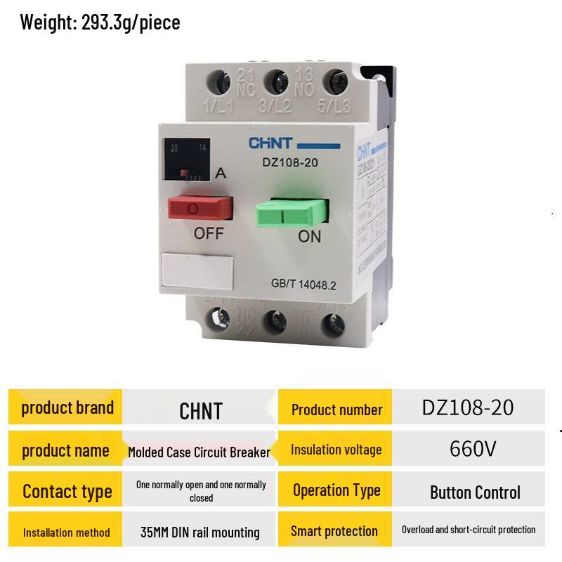 Chint DZ108-20 Motor Protector Circuit Breaker (20A/16A/12.5A/10A/8A/6.3A)