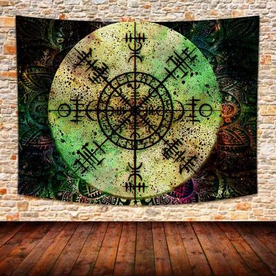 Viking Tapestry Vintage Nordic Mythology Rune Tapestry Abstract Bohemian Datura Tapestries Wall Hanging for Bedroom