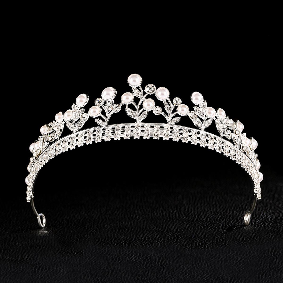 Crystal Pearl Bridal Tiara: Wedding Birthday Princess Headband серебряный