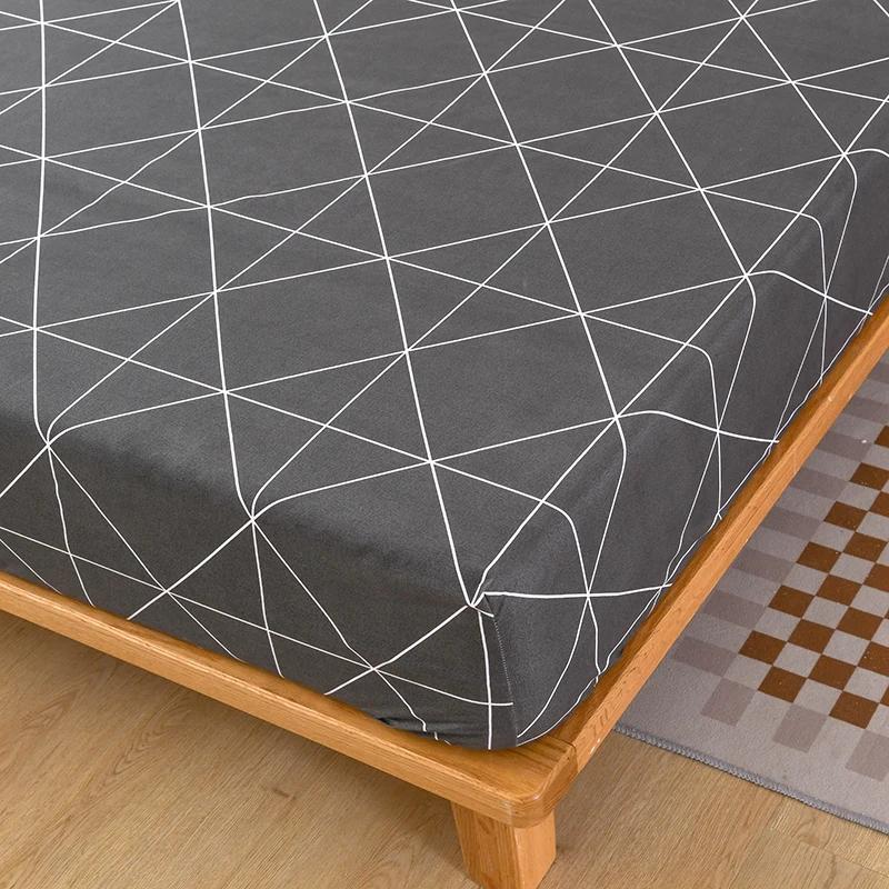 Waterproof Fitsheet Single Double King Size Mattress Cover With Elastic Band Bedsheet High Quality Printed Fitted Sheet