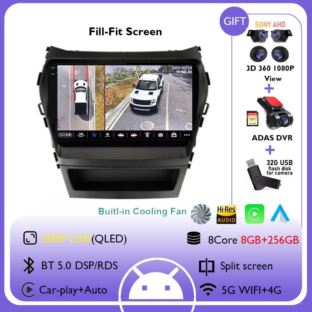 For Hyundai Santa Fe 3 2013 - 2016 Carplay Auto 4G+WIFI GPS Car Radio Navigation Multimedia Video Player Stereo BT Android 14