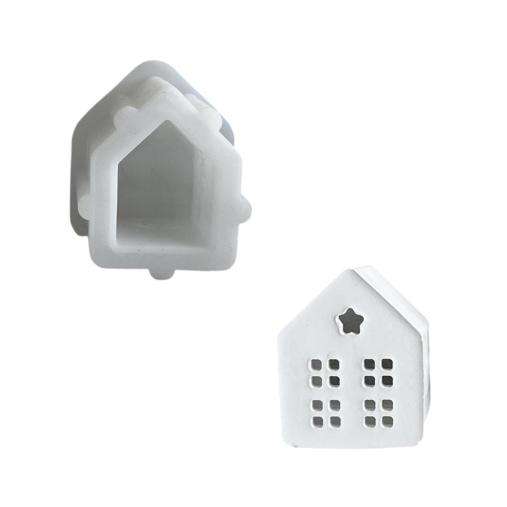 3D House Forma na čajovou svíčku Nadšenci pro domácí dekorace Silikonová forma pro malý dům na čajovou svíčku