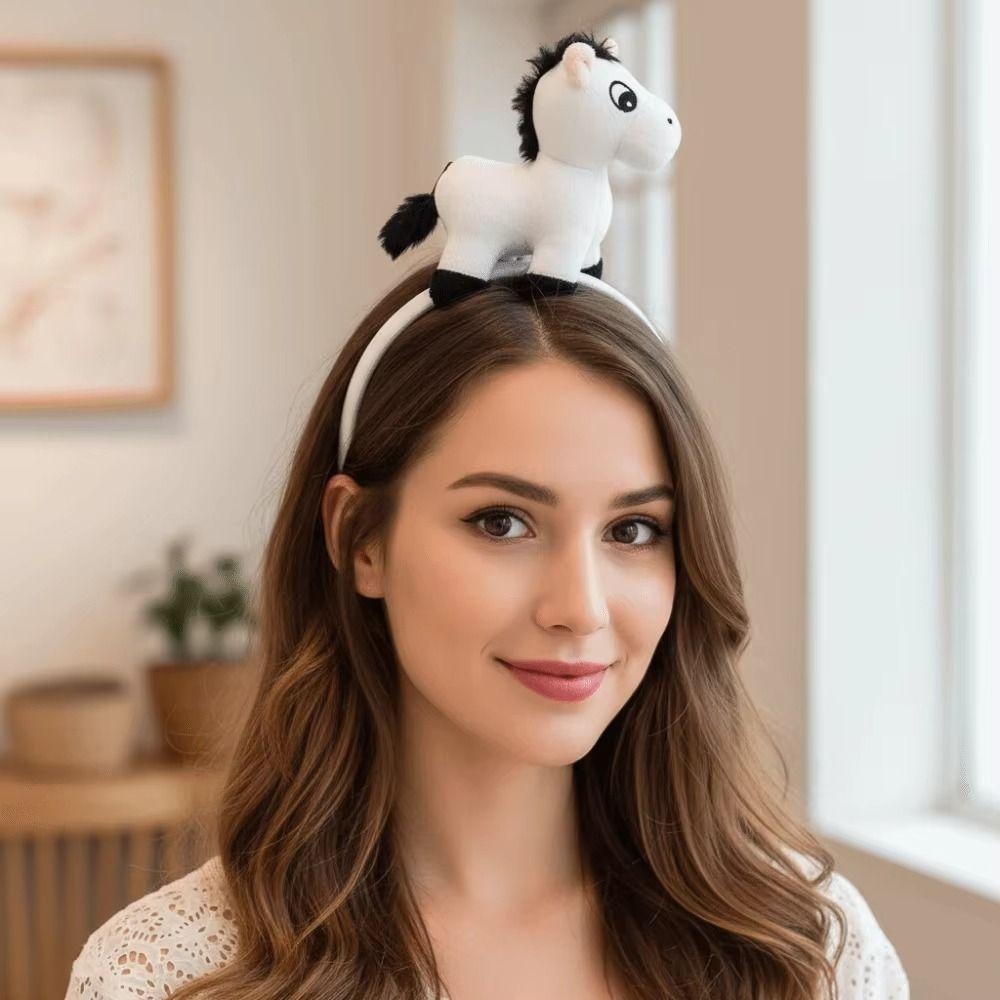 Funny Horse Headband Horse Pattern New Year Headband New Mascot Hair Hoop Pony Photo Prop