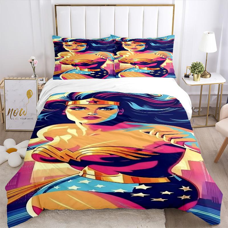 3pcs Wonder Woman, Superhero Cover Set,Soft Comfortable Duvet Cover,Guest Room (1*Duvet Cover + 2*Pillowcases, Without Core) yy251024143
