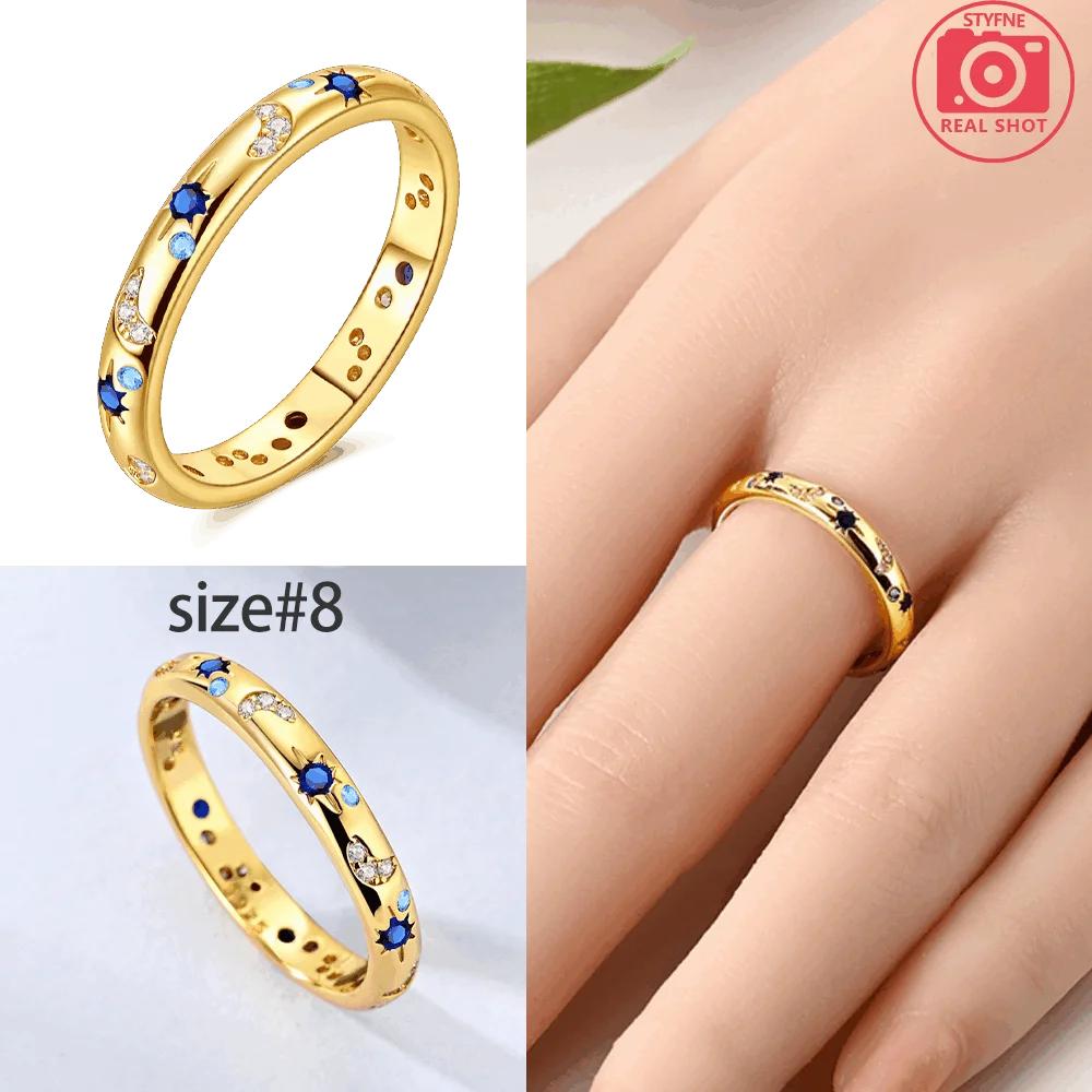 Original Metal Brilliant Starry Night Ring Mystical Sky Woman S Precious Set Valentines Fine Gift Accessory Elegant Fashion Beautiful Lovely Exquisite