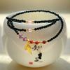 Zwarte toermalijn, zwarte spinel, zwarte toermalijn, originele armband met drie cirkels, verstelbare armband.