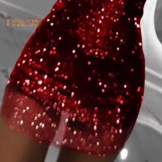 Lady Evening Dress Sequin Fluffy Faux Fur Decor Slim Fit Sheath Mini Dress Long Sleeves Mesh Prom Party Dress