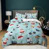 Christmas Duvet Cover Cartoon Merry Chirstmas Santa Claus Elk Quilt Cover Green for Children Adults Holiday Gifts Bedroom Decor