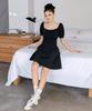 HYFVE Shirred Sleeve Puff Asymmetrical Mini Dress