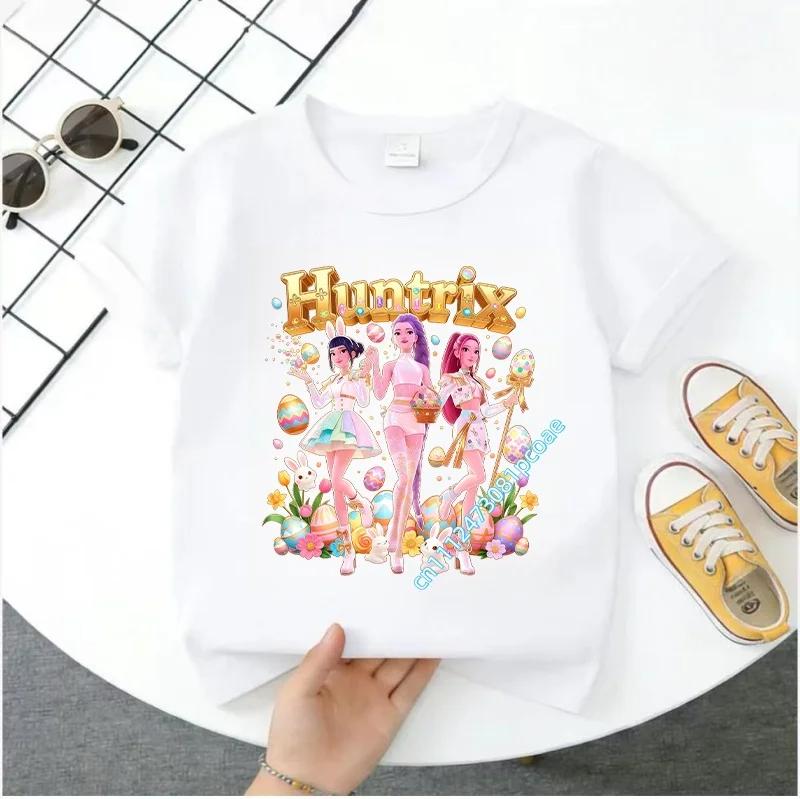 2026 Hot Movie Soft Polyester Baby Girls T Shirt Children's Clothing KPop Demon Hunters Fans Gifts Kids Clothes Fashion Casual Tops