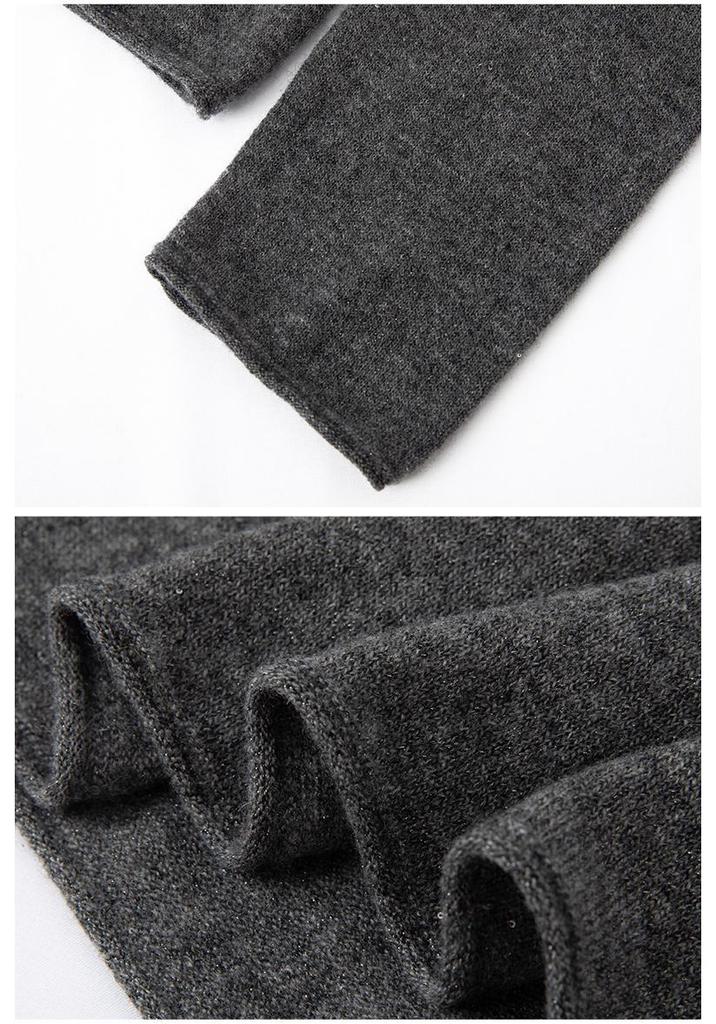 Lekasha Women's 100% Pure Cashmere Sweater - Autumn/Winter, Rolled Hem, Half-High Neck, Sequined, Thin Layer