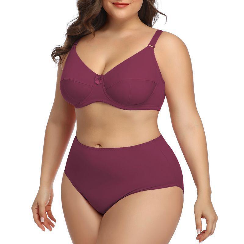 European and American Plus Size Bra Set Ultra-thin Sexy Underwear Comfortable Breathable Large Cup Smooth Bra