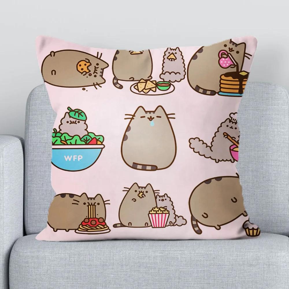 Cushion Cover  Kawaii Fat Cat Pillowcase Decorative Pillowcases x Pillow Hugs Short Plush Lounge Chairs Duplex Printing