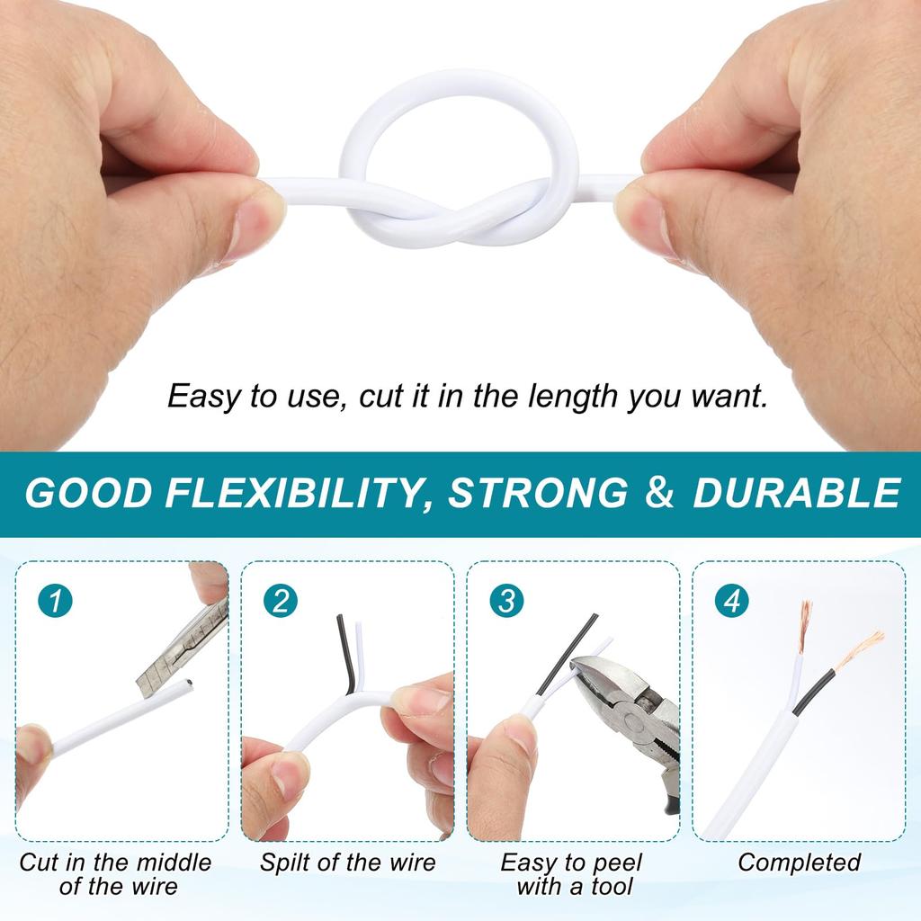 PATIKIL Electrical Wire Cable 33ft 18/2 PVC Wiring Cord 300V Cable Copper Wire SVT