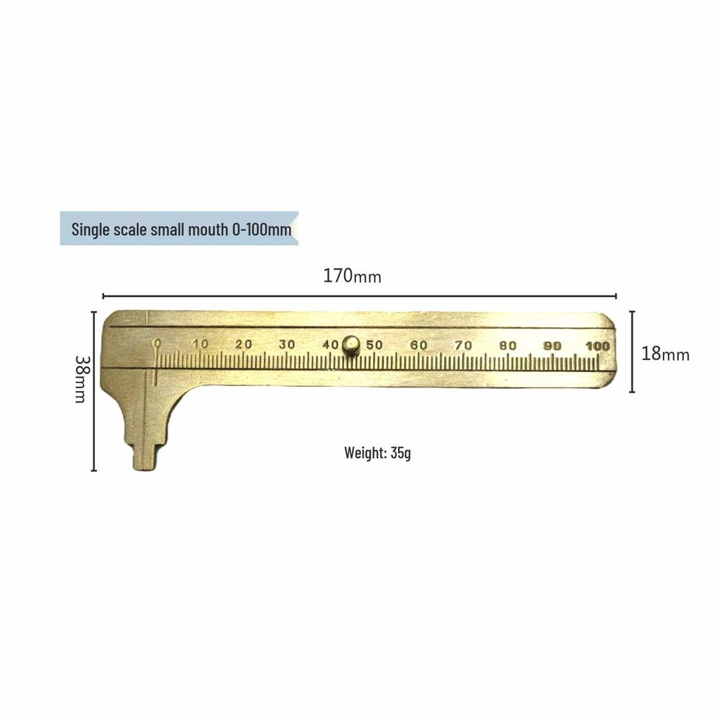 Portable Retro-Style Mini Vernier Caliper: Double-Scale Brass Ruler