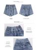 Damen Hellblaue High-Waist A-Linien Denimshorts: 2025 Koreanischer Sommerstil, Elastischer Bund, Lässiges Schwarzes Weitbein-Design