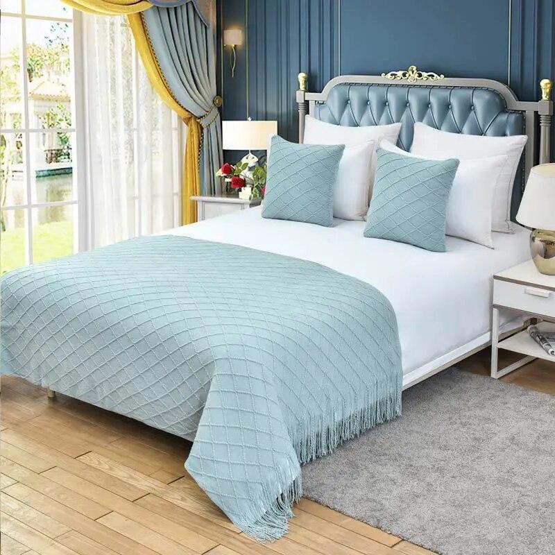 Bed End Scarf B&B Apartment Decoration Knitted Sofa with Scarf Hotel Bed Cover Bed End Blanket Hotel Bed Flag