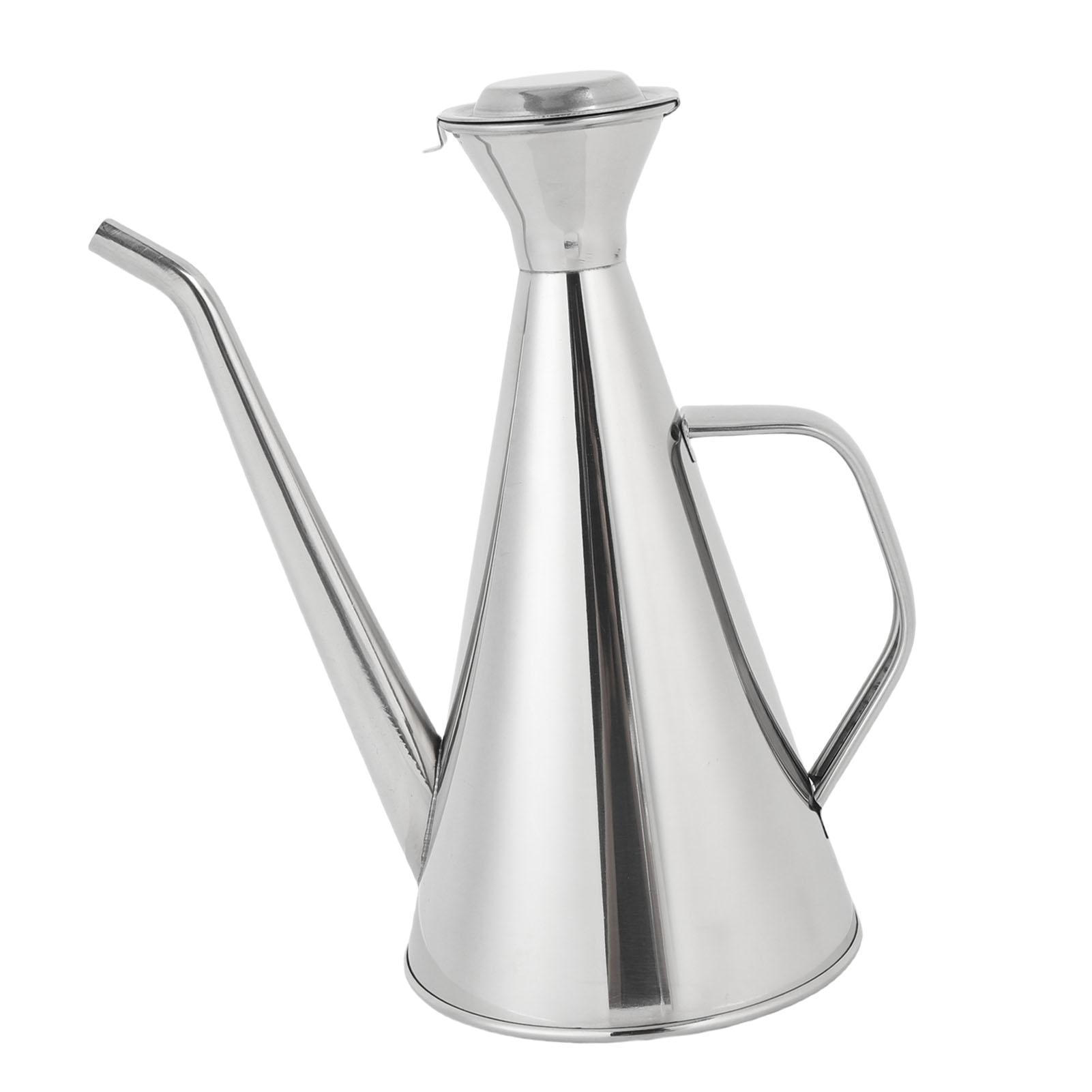 Distributeur d'huile en acier inoxydable Bouteille d'huile anti-fuite Bidon de stockage d'huile à bec étroit avec poignée ergonomique pour la cuisine de la maison