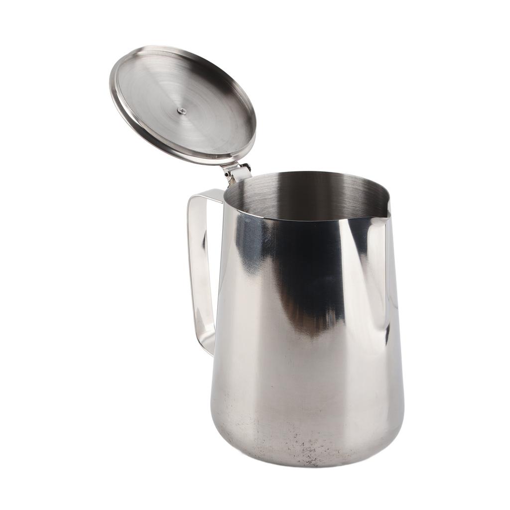 Kaffekopp i rostfritt stål Mugg Mjölkskumningskanna Kannkanna med lock för Latte Kaffe Latte Art(2000ml)