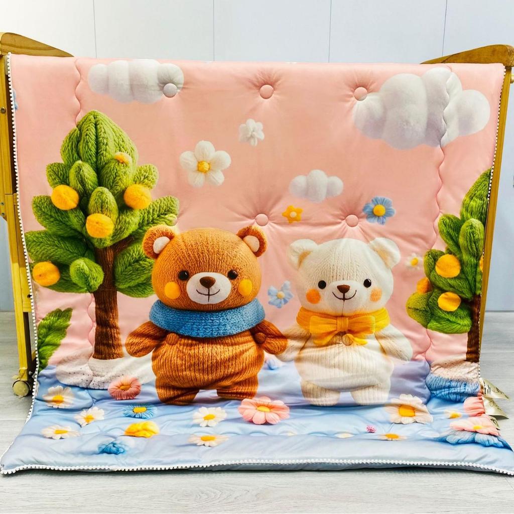 Cartoon Cute Autumn and Winter Baby Warm Nap Quilt, Kindergarten Feather Silk Cotton