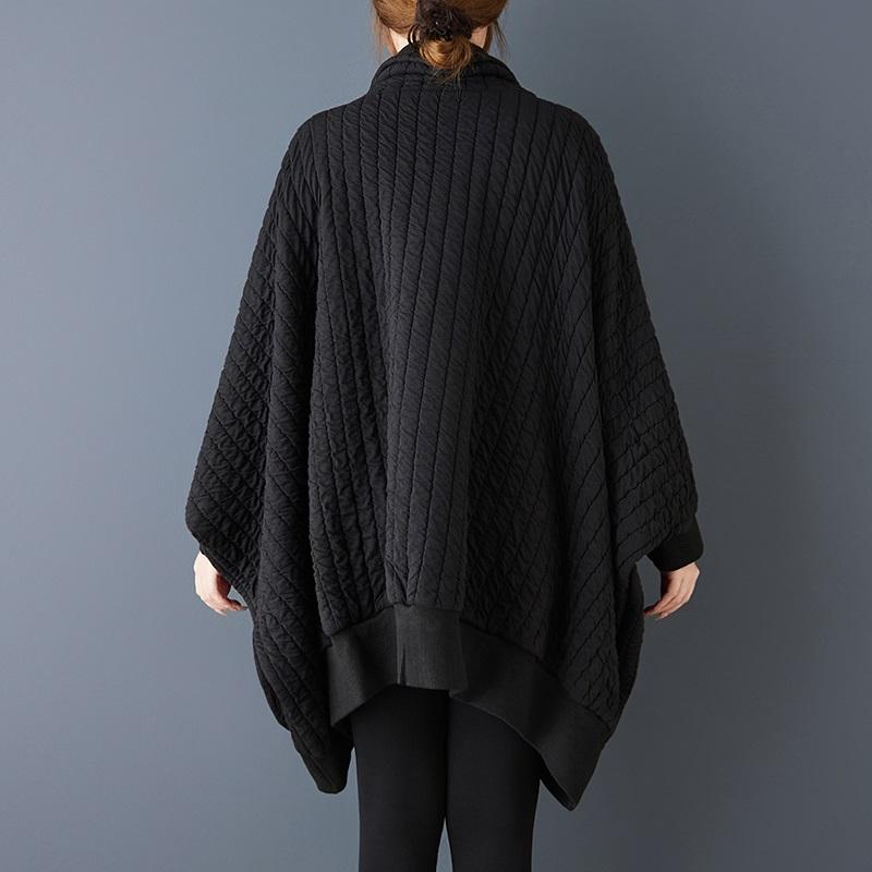 Autumn Spring Cotton Oversized Vintage Black Outerwears Women Casual Loose Jacket Coat