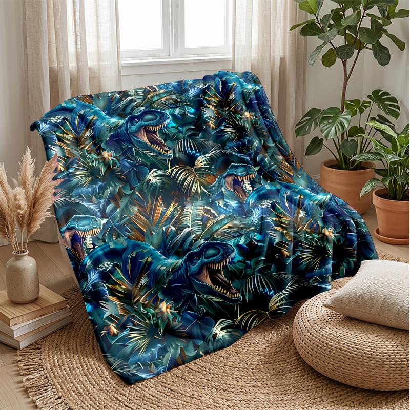 Dinosaur Fantasy Warriors Blanket Personalized Name Flannel Blanket Soft Cozy Plush Throw for Sofa Bed Lightweight Home Decor