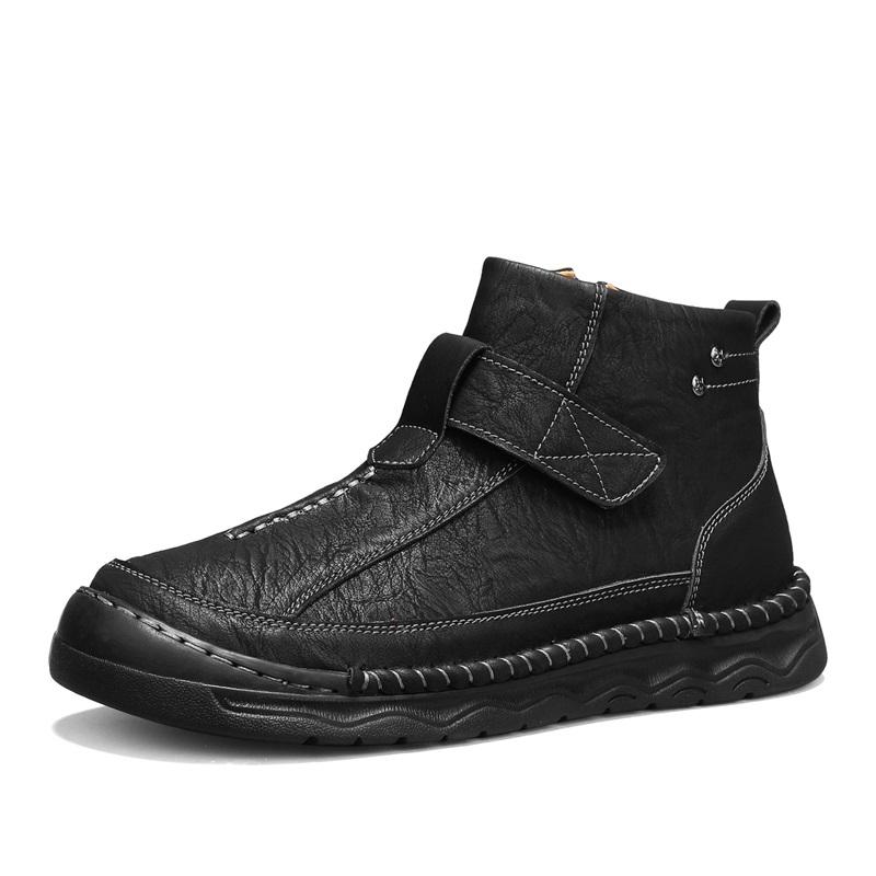 Men's Leather Boots Zipper High Top Casual Shoes Sneakers 39-48