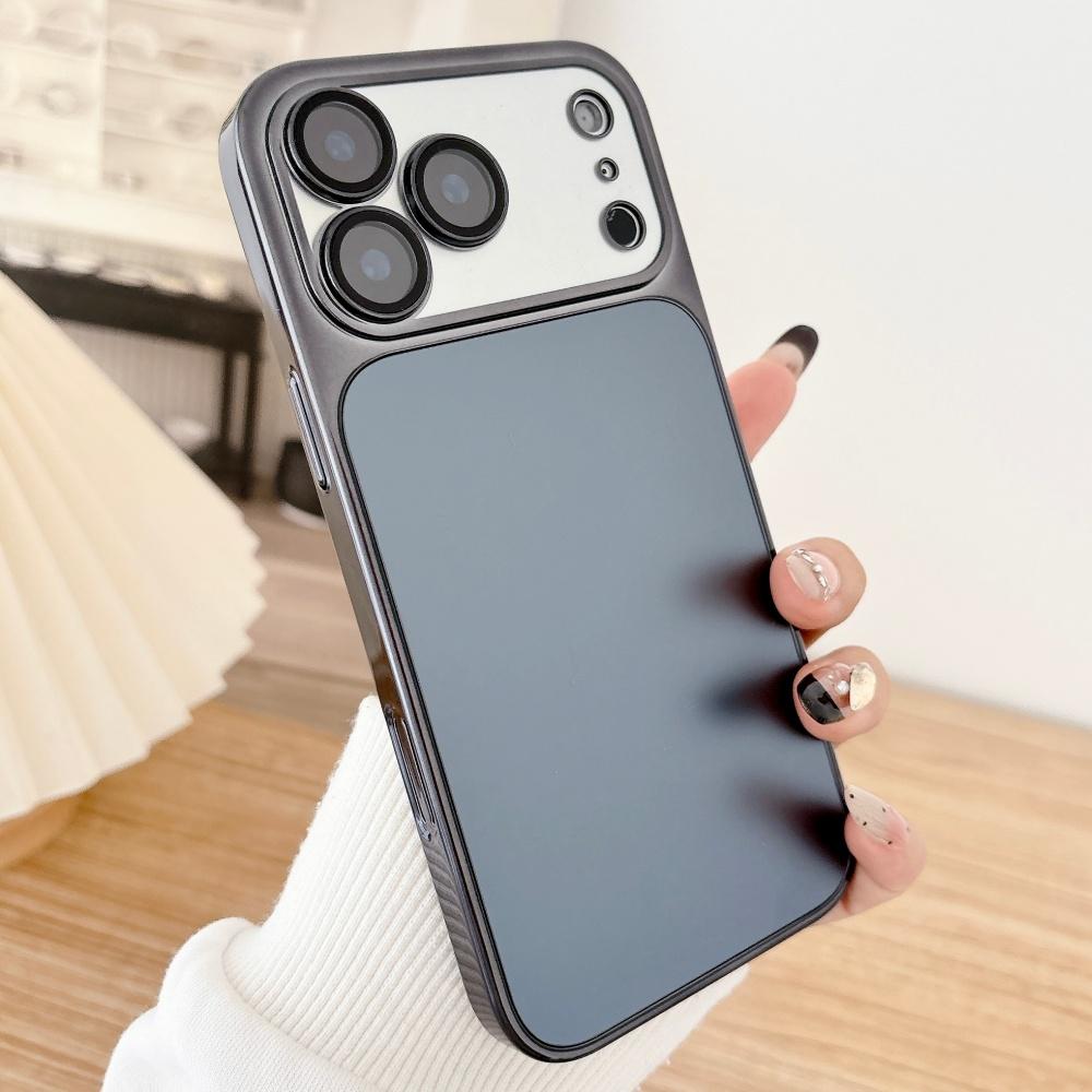 Luxury Plating AG Matte Glass Back Phone Case For iPhone 14 15 16 17 Pro Max Full Lens Camera Protection Shockproof Hard Cover