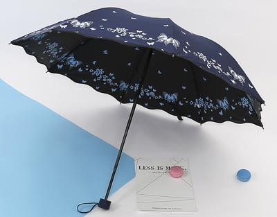 Stylish Butterfly Print Foldable Umbrella, Inside And Outside Design, Ladies' Rain And Sun Protection, Perfect Gift
