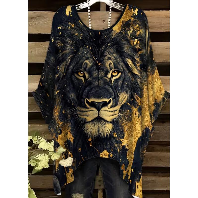 Elegantes Boho-Print-T-Shirt für Plus-Size-Damen