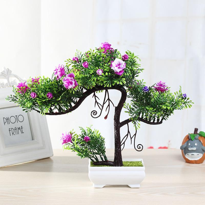 Artificial Plants Potted Bonsai Green Small Tree Plants Fake Flowers Potted Ornaments for Home Garden Decor Party Hotel Decor