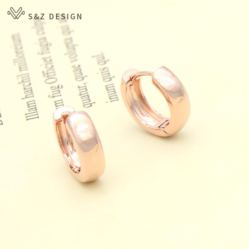 Fashion Round Smooth Arc Metal Drop Earrings For Women Girl Jewelry Rose Gold Color Eardrop