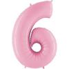 Foil Balloon Number 6, Powder Pink, 102cm Grabo
