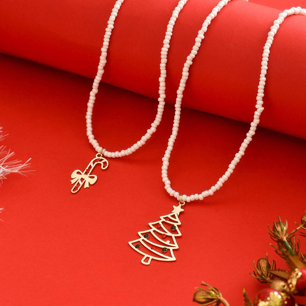 Christmas Necklace Geometric Metal Candy Tree Pendant For Women