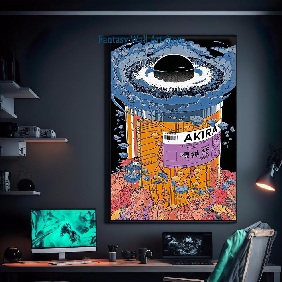 Poster Manga Seite Akira 80er Wanddeko Vintage Comic Manga Japanische Animation Wanddeko Akira Comics Buch Leinwandmalerei Geschenk