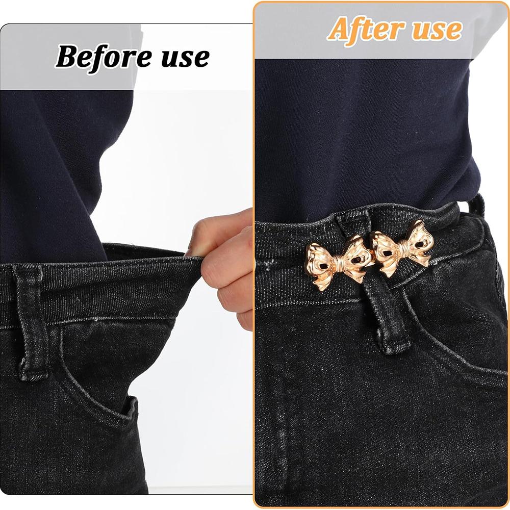 2sets Pant Waist Tightener Adjustable Waist Buckle Set No Sewing Pants Clips Tightening Waistband Jean Buttons for Skirts Sleeve
